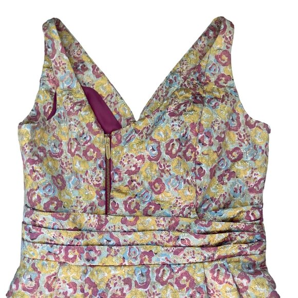 Zac Posen For Target Floral V-Neck Dress Size junior 11 Pink/Yellow Polyester/Co - Picture 5 of 11